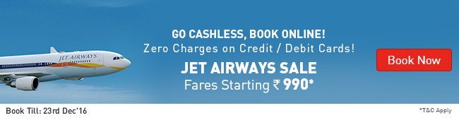 Jet Airways Sale! Fares Starting Rs.1,099